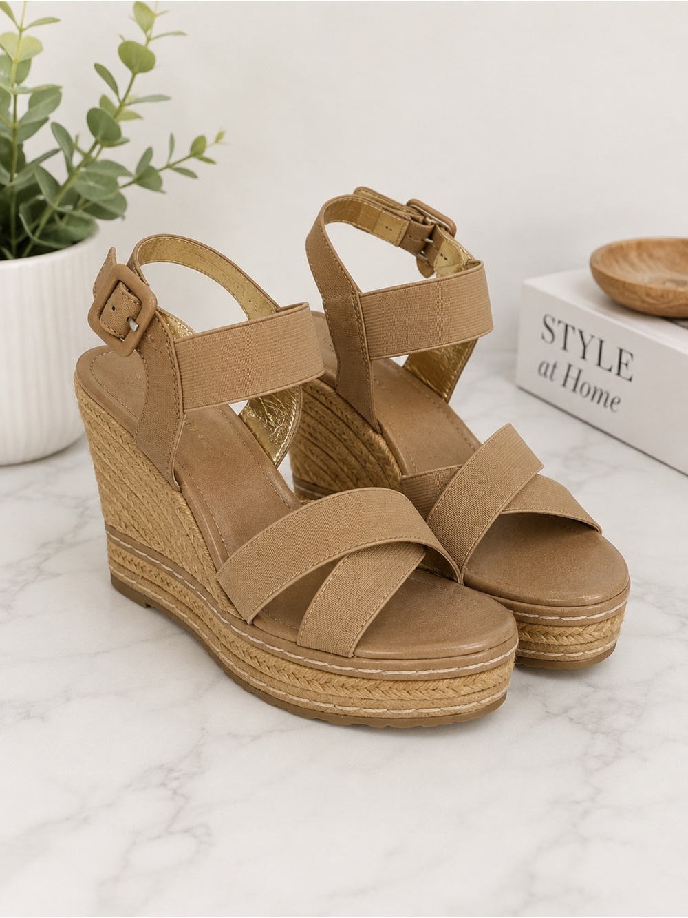 Charles By Charles David Tan Espadrille Platform Wedge Sandals - Picture 1 of 5
